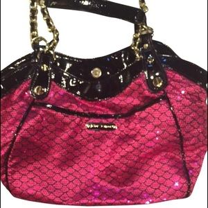 Betsy Johnson Mermaid hot pink and black purse